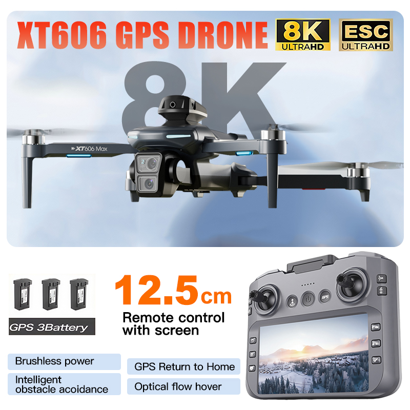 XT606 MAX 3 battery Drone 4k 8 - огляд і ціна Drone Kit Professional